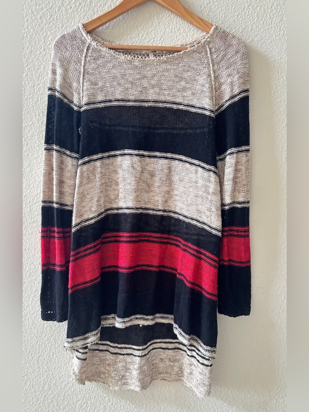 FREE PEOPLE Striped High Low Tunic Sweater